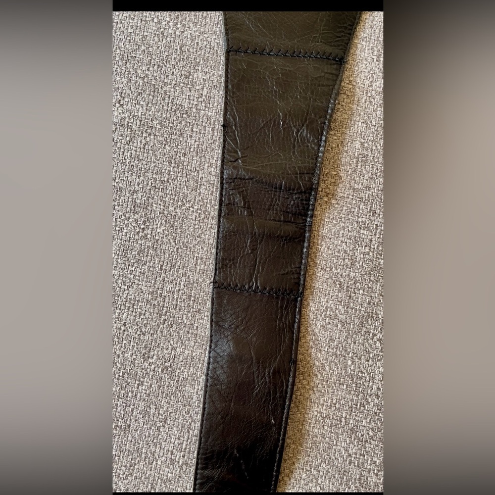 Vintage Suede Black Belt with Silver Buckle - handmade - Picture 12 of 12